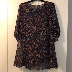 Sheer floral tunic
